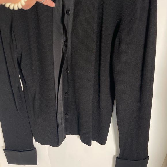 valerie separates Black Sweater With Satin Like Collar And Cuffs - Picture 6 of 12